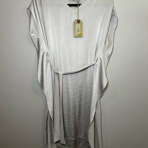 All Saints Light Gray Satin Tie Belted Dress